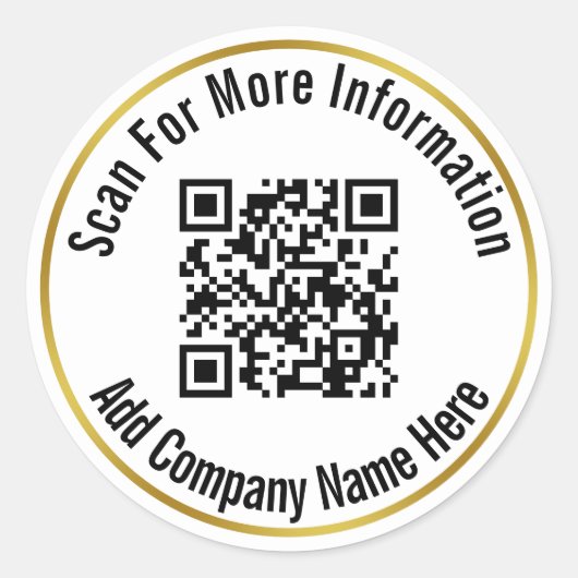 Vorlage für Schwarz-weißen Gold QR-Code Runder Aufkleber (Vorderseite)