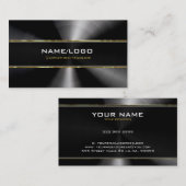 Vorlage für schwarze Edelstahl- und Gold-Akzente Visitenkarte (Vorne/Hinten)