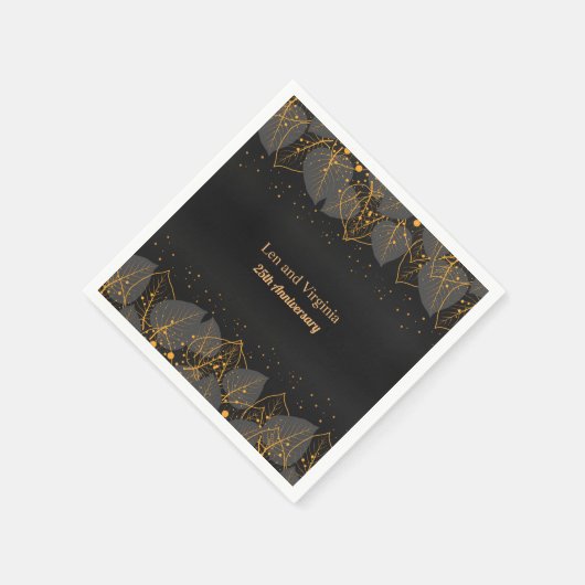 Vorlage für schwarze und goldene Folienstreifen Serviette (Ecke)