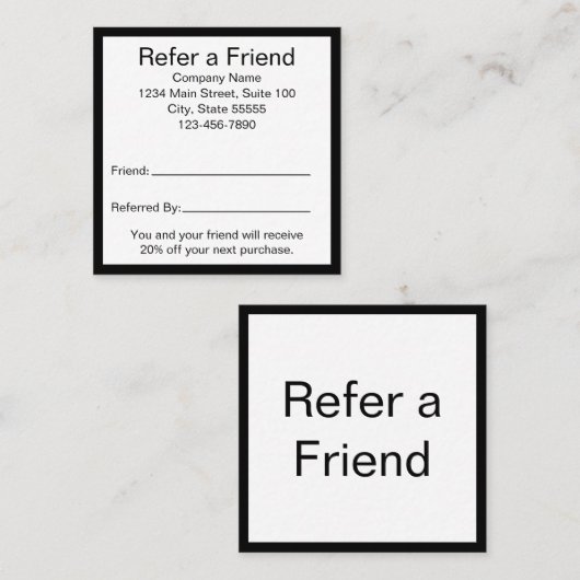 Vorlage für schwarze und weiße Geschäftsmodelle ei Empfehlungskarte (Vorne/Hinten)