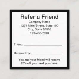 Vorlage für schwarze und weiße Geschäftsmodelle ei Empfehlungskarte