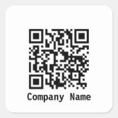 Vorlage für schwarzen und weißen QR-Code Quadratischer Aufkleber (Vorderseite)