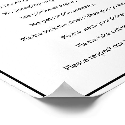 Vorlage für schwarzen und weißen Text im Ferienhau Poster (Ecke)