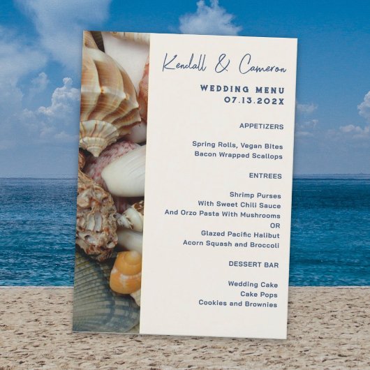 Vorlage für Seashells Coastal Wedding Menu