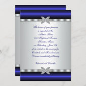 Vorlage für Silver & Blue Cocktail-Party Einladung (Vorne/Hinten)