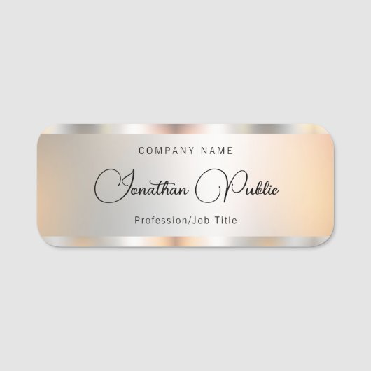 Vorlage für Skripttext Silver-Vorlage Elegante Typ Namensschild (Vorderseite)
