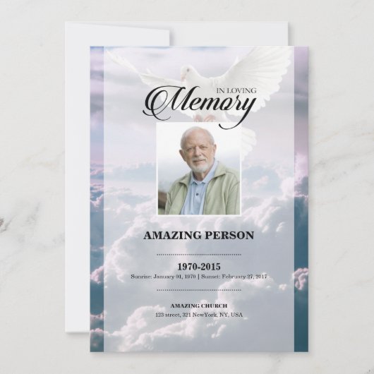 Vorlage für Sky and Dove Beerdigung (Vorderseite)