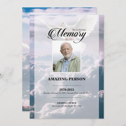 Vorlage für Sky and Dove Beerdigung (Vorne/Hinten)