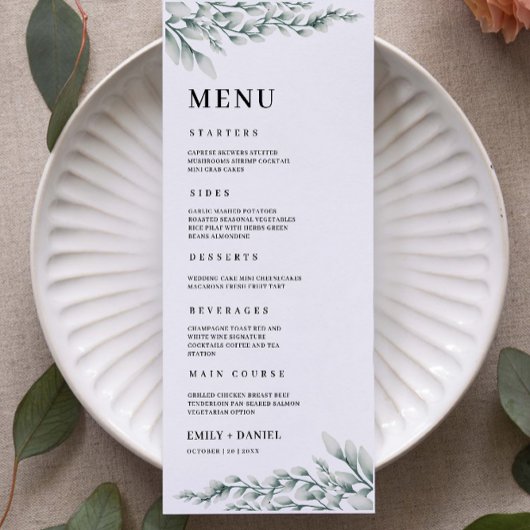 Vorlage für Smarald Green Wedding Menu Cards