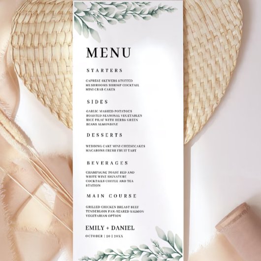 Vorlage für Smarald Green Wedding Menu Cards