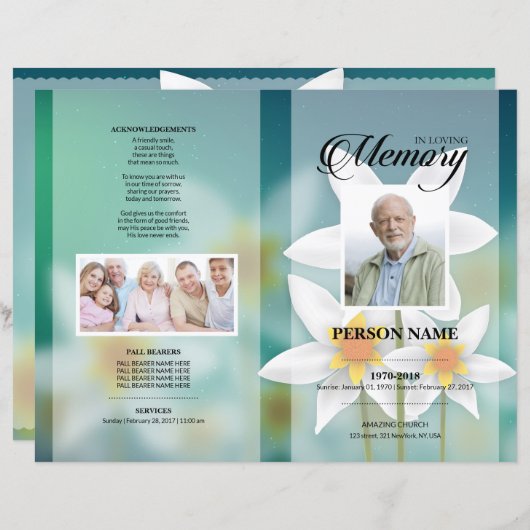 Vorlage für Sonnenblumenbeerdigung (Vorne/Hinten)