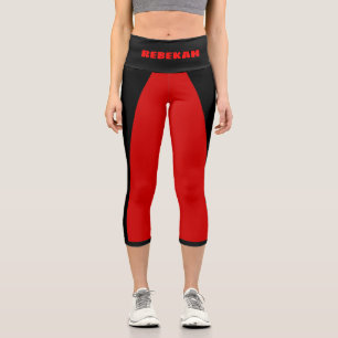 Vorlage für Sporty Red und Black Stripe Capri Leggings