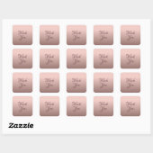 Vorlage für Typografie Vielen Dank Rose Gold Farbe Quadratischer Aufkleber (Blatt)