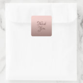 Vorlage für Typografie Vielen Dank Rose Gold Farbe Quadratischer Aufkleber (Tasche)