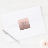 Vorlage für Typografie Vielen Dank Rose Gold Farbe Quadratischer Aufkleber (Umschlag)