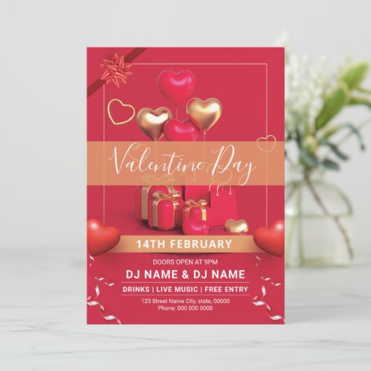 Vorlage für Valentinstag Party Flyer (Stehend Vorderseite)