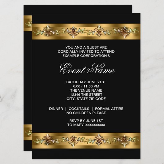 Vorlage für Veranstaltungen in Black and Gold Corp (Vorne/Hinten)