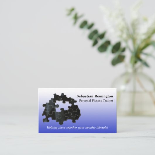 Vorlage für vermissten Puzzlespiel-QR-Code Visitenkarte (Stehend Vorderseite)