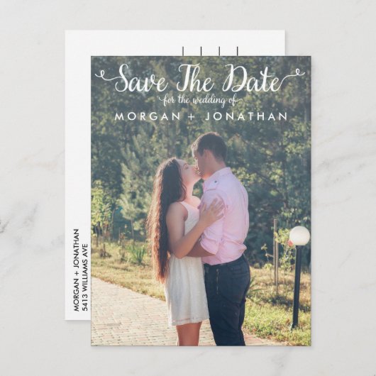 Vorlage für vertikale Save the Date Postkarten (Vorne/Hinten)