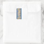 Vorlage für viktorianisches blaues Muster Quadratischer Aufkleber (Tasche)