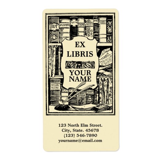 Vorlage für Vintage Ex-Libris-Bücherregale (Vorne)