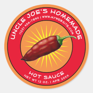Vorlage für Vintage, hausgemachte Hot Sauce Runder Aufkleber