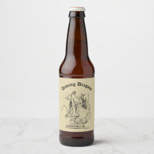 Vorlage für Vintage mittelalterliche Tanzdrachen Bierflaschenetikett