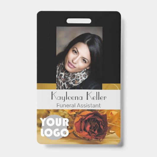 Vorlage für Vintage Rose dunkle Beerdigungslogos   Ausweis (Vorderseite)