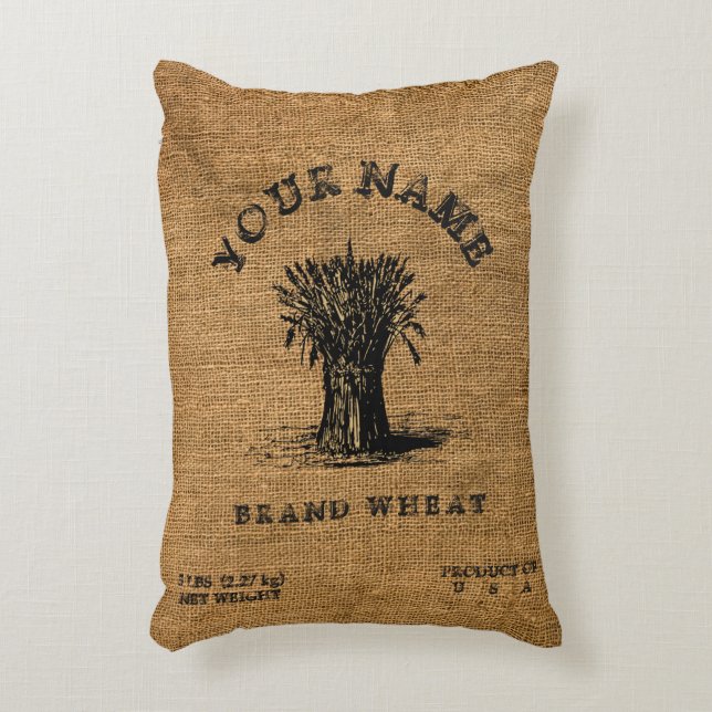 Vorlage für Vintage rustikale Imitate Burlap-Wheat Dekokissen (Vorderseite(Vertikal))