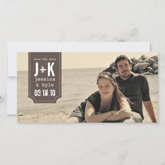 Vorlage für Vintage Save the Date Fotokarten (Vorderseite)