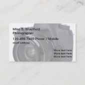 Vorlage für Visitenkarten für kreative Fotografen Visitenkarte (Rückseite)
