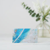 Vorlage für Visitenkarten mit blauer Feder Visitenkarte (Stehend Vorderseite)