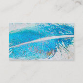 Vorlage für Visitenkarten mit blauer Feder Visitenkarte (Rückseite)