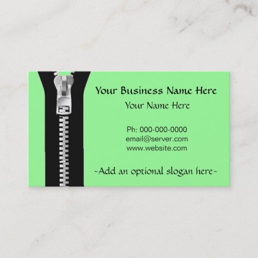 Vorlage für Visitenkarten mit Reißverschluss Visitenkarte (Vorderseite)