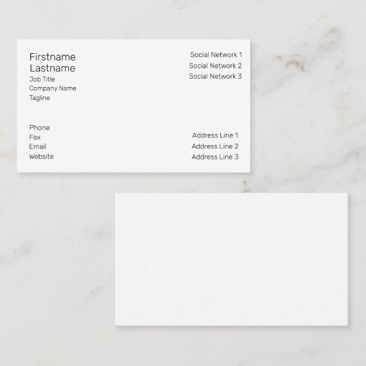 Amerikanisch, 8.9 cm x 5.1 cm Visitenkarte (Vorne/Hinten)