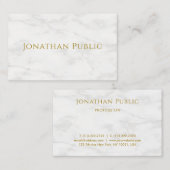 Vorlage für weißes, elegantes Gold Text Visitenkarte (Vorne/Hinten)