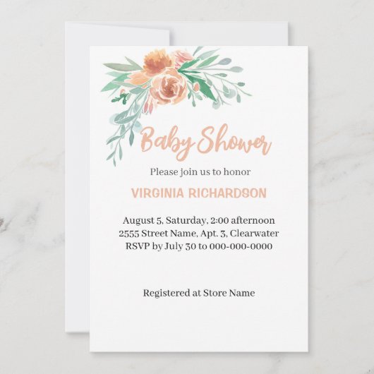 Vorlage für wertvolle Babydusche (Vorderseite)