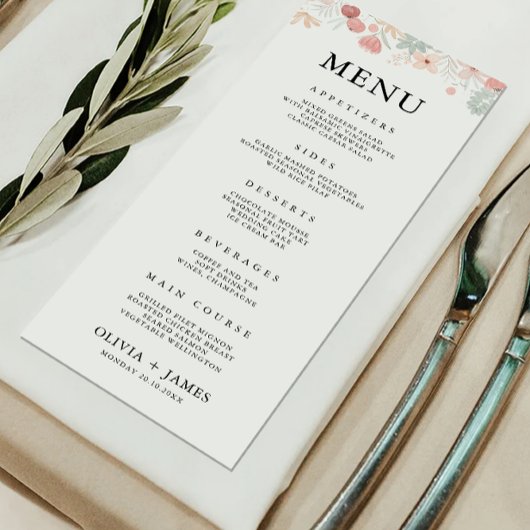 Vorlage für Wildblume-Menü-Karten