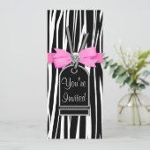 Vorlage für Zebra-Party Einladung in Rosa (Stehend Vorderseite)