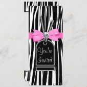 Vorlage für Zebra-Party Einladung in Rosa (Vorne/Hinten)