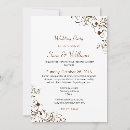 Vorlage für Zierhochzeiten (Vorderseite)