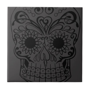 Vorlage gezeichnet durch Künstler-Zuckerschädel Fliese