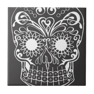 Vorlage gezeichnet durch Künstler-Zuckerschädel Fliese