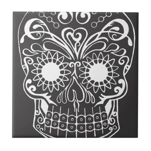 Vorlage gezeichnet durch Künstler-Zuckerschädel Fliese (Vorderseite)
