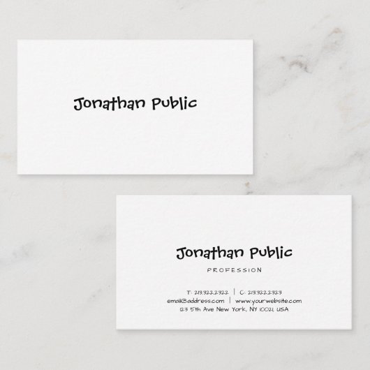 Vorlage Handgeschriebenes Skript Minimalistisch Mo Visitenkarte (Vorne/Hinten)