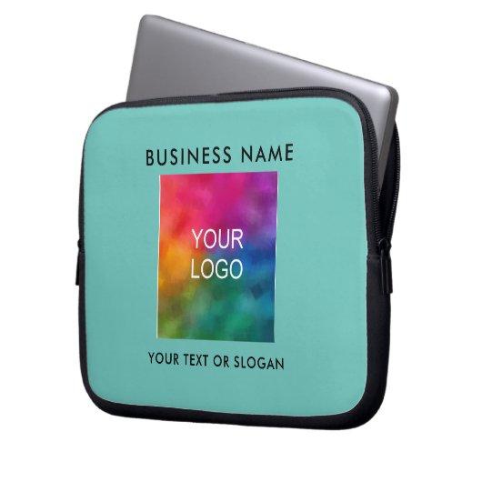 Vorlage Hochladen Ihres Firmenlogos hier Aquamarin Laptopschutzhülle (Vorderseite Links)