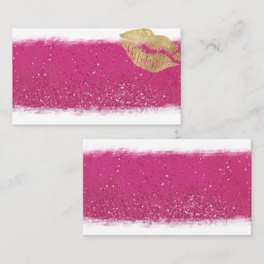 Vorlage "Hot Pink and Gold Lips" Visitenkarte (Vorne/Hinten)