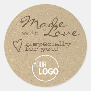 Vorlage mit Liebe Light Kraft Paper Logo Runder Aufkleber