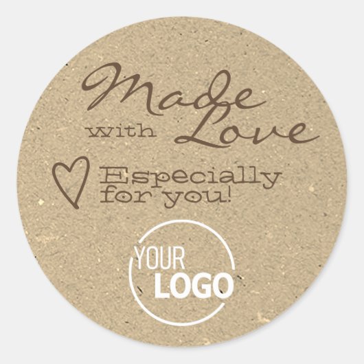 Vorlage mit Liebe Light Kraft Paper Logo Runder Aufkleber (Vorderseite)