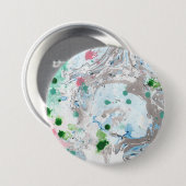 Vorlage Modernes, Abstraktes Marmor in rosa Blau Button (Vorne & Hinten)